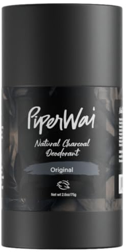 PiperWai Natural, Organic, Vegan, Non-Toxic, Cruelty-Free Aluminum-Free Charcoal Deodorant Stick (2.7 oz), Odor-Absorbing and Wetness Fighting, Coconut Oil, Gender-Neutral (As Seen on Shark Tank)
