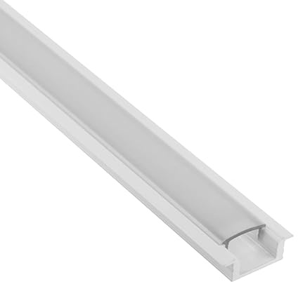 A25 LED Aluprofil weiß Einbauprofil für LED-Streifen mit Abdeckung 2m opal | Für sauber eingelegte LED-Streifen mit geschützter Führung und gleichmäßiger Lichtverteilung, Abdeckung opal