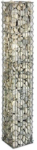 bellissa Gabionen-Steinsäule eckig - 95540 - Dekorative Gabionensäule für den Außenbereich - 20 x 20 x 125 cm