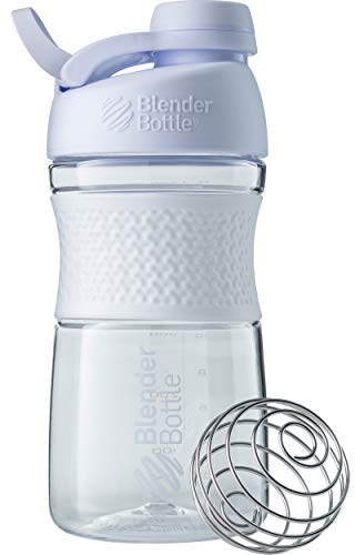 BlenderBottle Sportmixer Twist Tritan Trinkflasche mit BlenderBall, geeignet als Protein Shaker, Eiweißshaker, Wasserflasche oder für Fitness Shakes, BPA frei, skaliert bis 500 ml, 590 ml, weiß