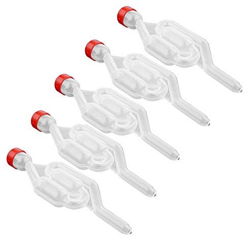 5 Stück Gärrohr Set Gärspund, Kunststoff Gärröhrchen Gäraufsatz, Gärstopfen mit Gummistopfen und Luftschleusen für Reine Saftgärung
