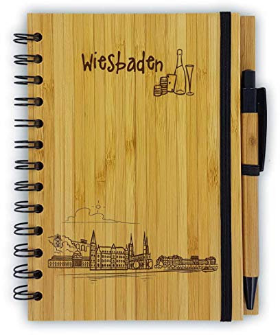 Notizbuch aus Bambus Skyline Wiesbaden