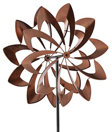 Upper Deck Windrad aus Metall, Antik-Bronze-Finish, kinetischer Windspiel, Gartenstecker