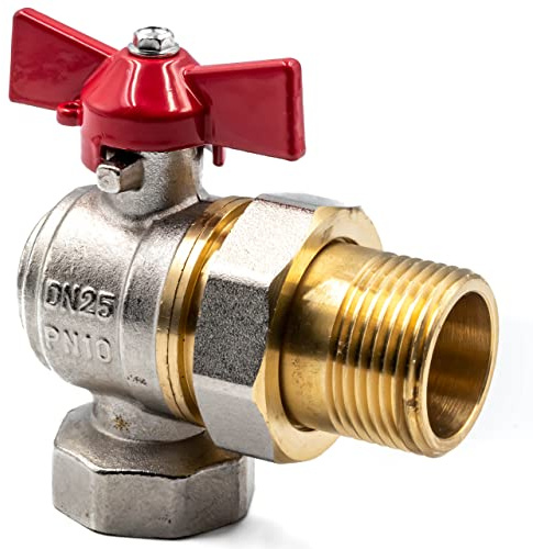 KNM Trade Eckventil Nickel-Messing Trinkwasser Grau 1/2 | Messing, PTFE-Dichtung, Flügelgriff, leicht zu installieren, europäische Normen, Heizungsanwendung