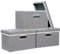 Yawinhe 3 Stück Aufbewahrungsboxen mit Deckel, Faltbare Stoffbox mit Griffen, Boxen Aufbewahrung, für Schlafzimmer, Kleideraufbewahrung, 38x25x25cm, Grau, SNK023GL-3