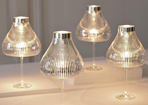 MISS MOLLY 4er Set silber, Lampenschirme für Weingläser, Weinglas-Lampenschirm, Adventskranz Deko, Weihnachten Hochzeit Dekoration, Weinzubehör, originelles Geschenk für Weinliebhaber, excl. Weinglas