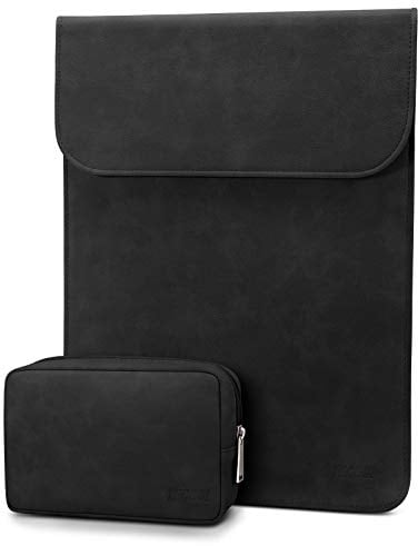 TECOOL 13 Zoll Laptop Tasche13 Zoll Hülle, Wasserdicht Leder Tasche für 2018-2024 2025 MacBook Air 13 Zoll M4 M3 M2 M1, 2016-2022 MacBook Pro 13 Zoll M2 M1,Surface Pro/XPS 13 Sleeve-Schwarz