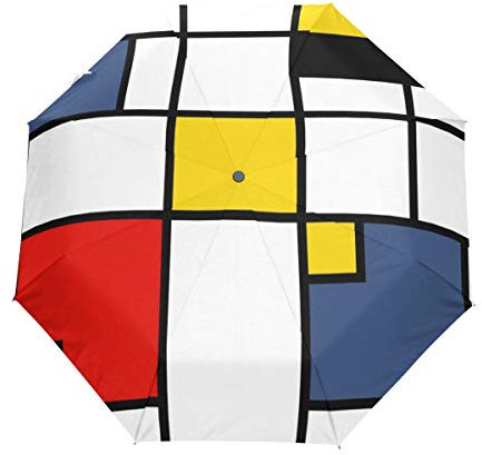 Math Carré Bleu Blanc Rouge Parapluie Pliable Pliant à Ouverture Automatique Parapluies Pliant Coupe-Vent pour Voyager Plage Femmes Enfants Homme Fille