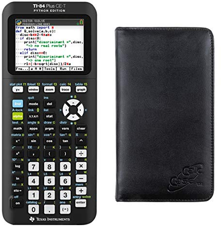 Texas Intsruments Taschenrechner TI-84 Plus CE-T Grafikrechner + Schutztasche - wissenschaftlicher Schulrechner programmierbar Tasten Farbdisplay Akku Funktion Klasse für Schule Python Edition
