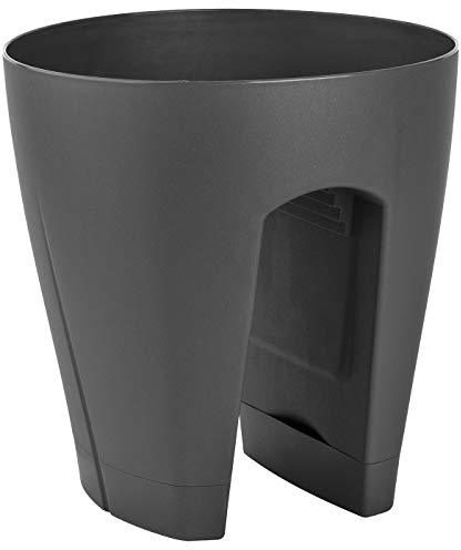 ENGELLAND 1 x Blumentopf für Balkon-Geländer, Farbe: Anthrazit, Blumenkasten, Balkonkiste, 9 Liter, Kunststoff, Außenbereich, B Ø 29 x H 30 cm