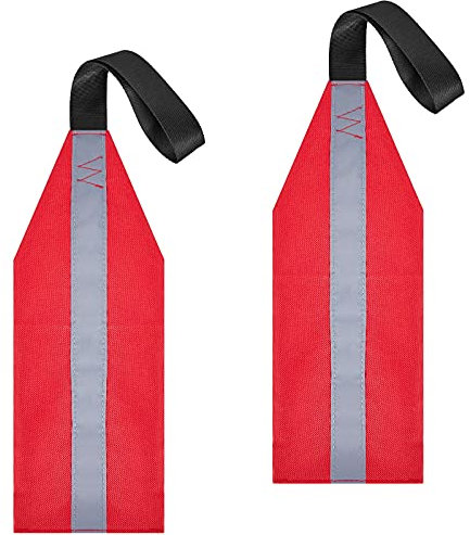 Frienda 2 Pieces Safety Travel Flag for Kayak Red Canoe Safety Flag with Webbing for Kayak Canoes Towing Warning Flag Safety Accessories (Stripe Style)