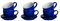 Argon Tableware Navy Cappuccino Cups with Saucers - Set of 6-250ml Dishwasher Safe Gloss Stoneware Cappuccino Cups and Saucer Set Coffee Mugs with Handle and Grooved Plate