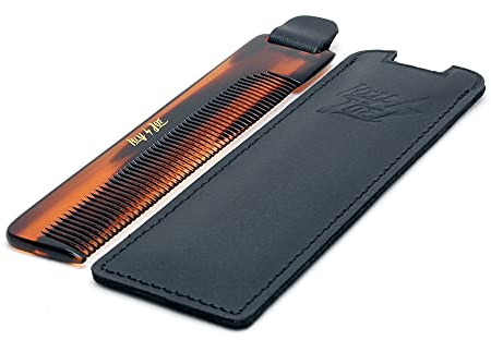 HEY JOE! - Deluxe Comb Leather Case | Peine de Hombre de Bolsillo con Funda de Cuero Natural