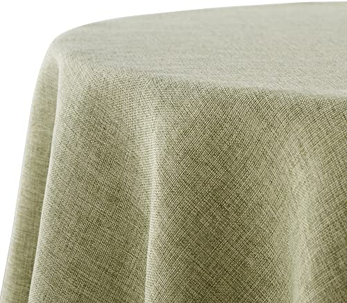 Decomira Tischdecke wasserabweisend Leinen-Optik - Fleckschutz, abwaschbar - Garten-Tischdecke Outdoor, Tischtuch Esstisch - Grün - 140 cm Rund