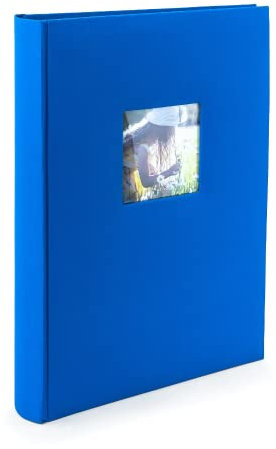 Kenro AZ105UE Fotoalbum, Leinen, für 300 Fotos, 10 x 15 cm, mit Platz für Fotos auf dem Vorderdeckel und Einsteckseiten, Blau