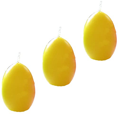 AUSWAHL Farbe + Menge - Eikerzen Dekoeier Kerze Osterei Eierkerzen farbig sortiert 4,5 x 6,5 cm - hier: 3 Stück [gelb]