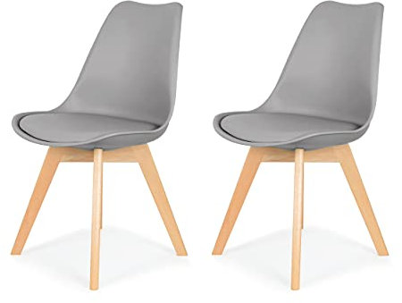 IHANA Dining Chair with Cushioned Pad Seat & Solid Beech Wood Legs for Mid Century Modern Dining Room Living Room Bedroom Kitchen & Lounge