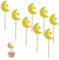 48 Stück Glitzer Cupcake Topper Stern Cupcake Topper Mond Party Supplies Gold Cake Toppers Muslim Party Supplies for Birthday Cake Cupcake