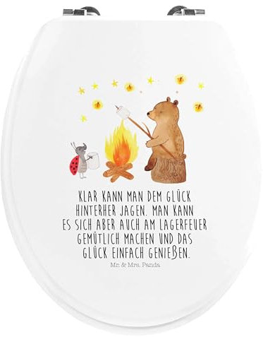 Mr. & Mrs. Panda Motiv WC Sitz Bär & Marienkäfer Lagerfeuer - Geschenk, Toilette, Klodeckel, Teddybär, Klobrille, Teddy, WC-Sitz, Toilettendeckel
