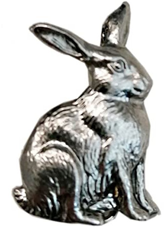 Breiter Hutanstecker Hutschmuck Brosche Hase Silber ca. 1,5x2cm