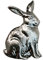 Breiter Hutanstecker Hutschmuck Brosche Hase Silber ca. 1,5x2cm