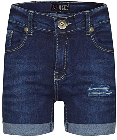 A2Z 4 Kids Girls Denim Ripped - Shorts Denim Ripped Dark Blue 7-8.