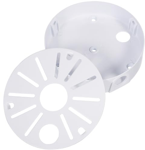 TEHAUX Aluminium Anschlussdose für CCTV Dome Kamera, Wasserdichte Kabelversteckung Box mit Montagebohrungen, Universelle Wand- und Deckenmontage Halterung für Überwachungskamera, Weiß