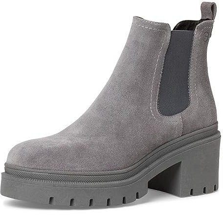 Tamaris Damen Chelsea Boots Leder Blockabsatz; GREY/grau; 41 EU