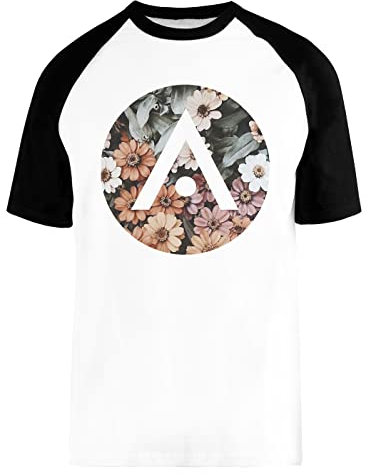 Aveda-Blume-Logo Weißes Baseball T-Shirt Kurze Ärmel Unisex White Baseball Tee