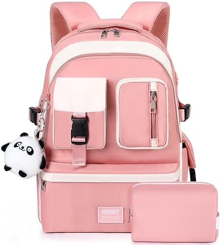 FRONET Schulrucksack Mädchen Teenager Rucksack Tagesrucksack Damen 16 Zoll Laptop-Rucksäcke Wasserdicht Daypack, 2-8 klasse 7-22 Jahre Schulranzen Schultaschen Set für Schule School Bags Backpack