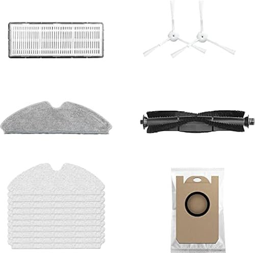 HONITURE Q6 Pro Ersatzzubehör mit Staubbeuteln, 2 Seitenbürsten-Set, HEPA-Filter, 10 Entsorgungsmopps und Permanentmopps, Spindelbürste