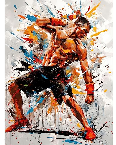 Artery8 Martial Arts Kickboxer Athlete Splat Paint Art Extra Large XL Wall Art Poster Print