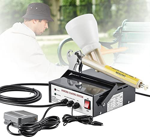 HYQNG Electrostatic Powder Coating System Machine 5 Stage Electric Paint Spray Gun with w/Foot Switch Portable Powder Coating Gun Paint Spray Gun