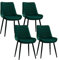 CLIPOP Esszimmerstühle, Küchenstühle, Wohnzimmerstühle, Polsterstühle mit Rückenlehne, für Esszimmer, Küche, Wohnzimmer, Büro, Sitzfläche aus Leinen, Metallbeine (Samt Grün, 4er Set)