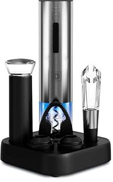 Durand Dupont Coffret Sommelier Sauvignon – Tire-Bouchon Électrique 6 en 1, Accessoires Vin, Design Inox Élégant, Rechargeable