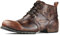 OSSTONE Marrone retrò Stivali da moto per uomo Caviglia camminare moda Lace-Up Pelle Chukka Stivali Uomo Scarpa Casual OS-6015-2-Marrone retrò-10-R