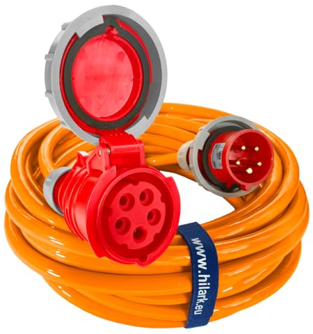 CEE IP44 Verlängerungskabel aus Polyurethan (H07BQ-F 5g4 32A IP67, Orange, 25 Meter)
