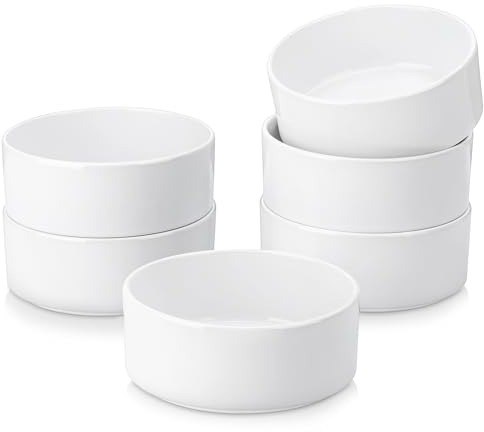vancasso VENUS Ciotola per Cereali in Gres 680ml, Insalatiera in Gres, Ciotole per Zuppe, Ciotole per Minestre, Ciotole Colazione da Cucina, Set di 6, Adatto a microonde e lavastoviglie, Bianco