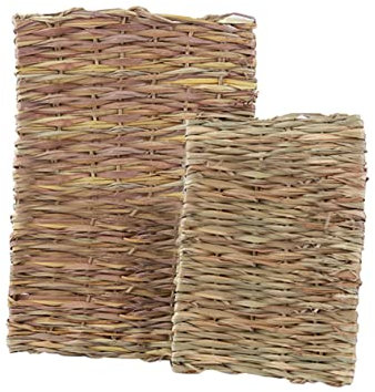 DOITOOL Hamster and Rabbit Woven Reed Chewing Mat Nest 40x28x1cm Natural Grass Pet Bedding for Guinea Pigs and Chinchillas