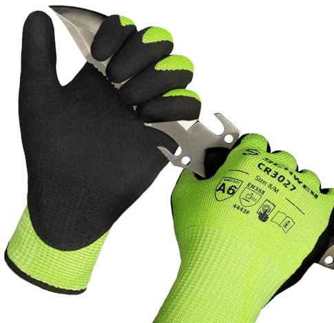 Schwer 2 Paars Schnittschutzhandschuhe (LEVEL A6/F) schnittfeste Arbeitshandschuhe, Touchscreen, für Damen und Herren für Holzbearbeitung, Glasschneiden, Bau, Frachtumschlag, Autoreparatur (M)