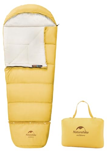 Naturehike Outdoor Schlafsack Kinder 3-4 Jahreszeiten Baumwolle Schlafsack für Kinder Reise Zelten Leichte Warme Camping Schlafsäcke Verpackbares Wasserdichtes Gelb (160 x 75 cm)