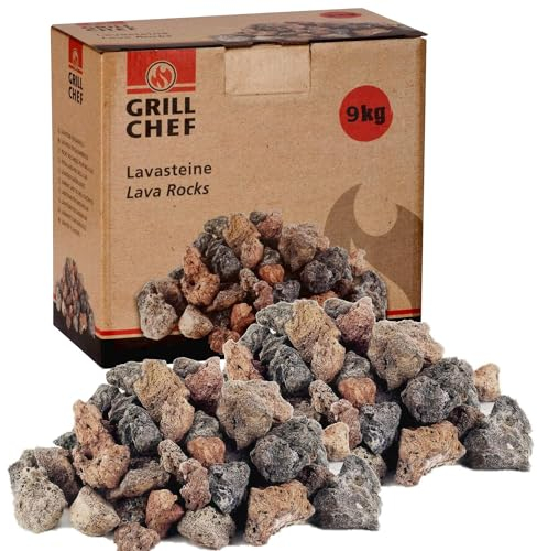 BURI Lavasteine 9kg zum Grillen Nachfüllpackung für Lavastein-Gasgrills | Für Gasgrill, Backofen und Elektrogrill geeignet - Naturstein als Grillzubehör