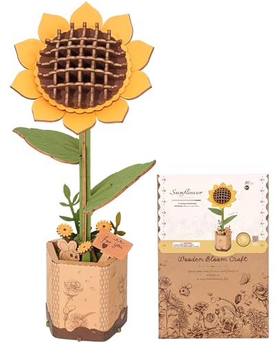 ROBOTIME Fiori Secchi Decorativi, Puzzle 3D in Legno, Modellismo da Costruire Adulti, Regali Compleanno Donna San Valentino, Decorazione per la Casa, TW011