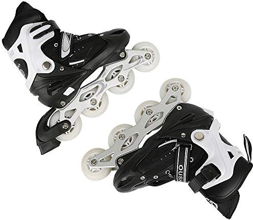 Inline Skates 4 en 1 - Patins à Glace et Rollers Réglables pour Enfants et Adultes - Roulement ACEB7 - Code M - Noir (Taille 35-38)