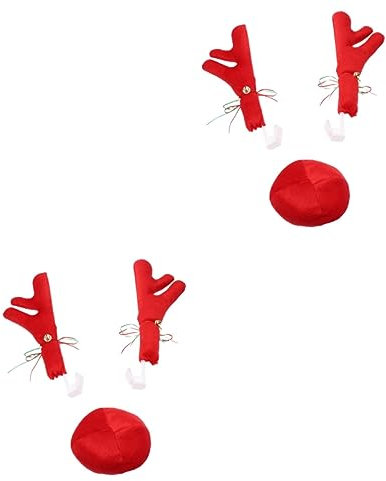 Mobestech 2sätze Reindeer Deko Für Weihnachten Teiliges Auto Rentiergeweih Mit Nase Einfache Montage Für Festliche Fahrten Langlebiges Material Für Weihnachtsdekorationen Unterwegs