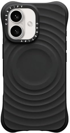 CASETiFY Ripple Silicone Case for iPhone 16 Plus [Magsafe Compatible / 6.6 ft. 2X Military Grade Drop Protection] Soft-Touch, Secure Grip - Clear Black