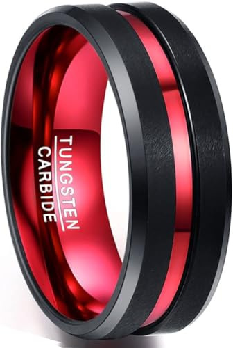 083BASE Ringe Herren Wolframcarbid Schwarz Außenbreite 8mm brei Comfort Fit Design Wolfram Ringe