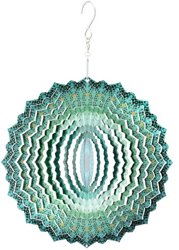 Navaris Windspiel für Draußen - Ø15cm Garten Windspiel hängend - Windrad aus Metall - Windspinner Gartendeko aus Edelstahl - Verschiedene Designs