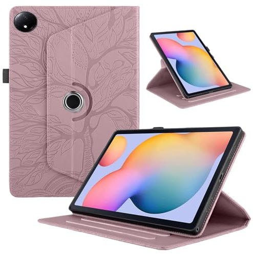 TEDTIKJT Cover per Xiaomi Redmi Pad SE 8.7 Pollice 2024 Custodia Pelle PU 360 Ruotabile Supporto Flip Protettiva Tablet Cover per Xiaomi Redmi Pad SE 8.7 Custodia, Oro Rosa Albero