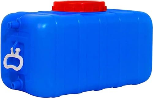 AMAZWI Serbatoio dell'Acqua Stoccaggio Orizzontale Domestico Contenitore dell'Acqua Campeggio Portatile con Rubinetto for Viaggi sul Campo,Blu(50L)